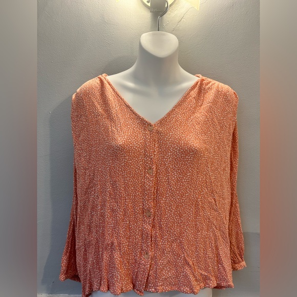 French Grey Textured Orange Blouse - Picture 1 of 5